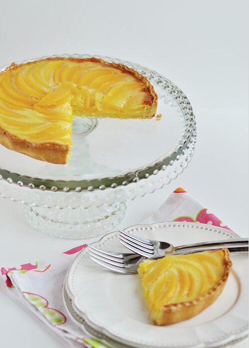 White Background Greeting Card featuring the photograph Peach Pie by Iliana Mestari