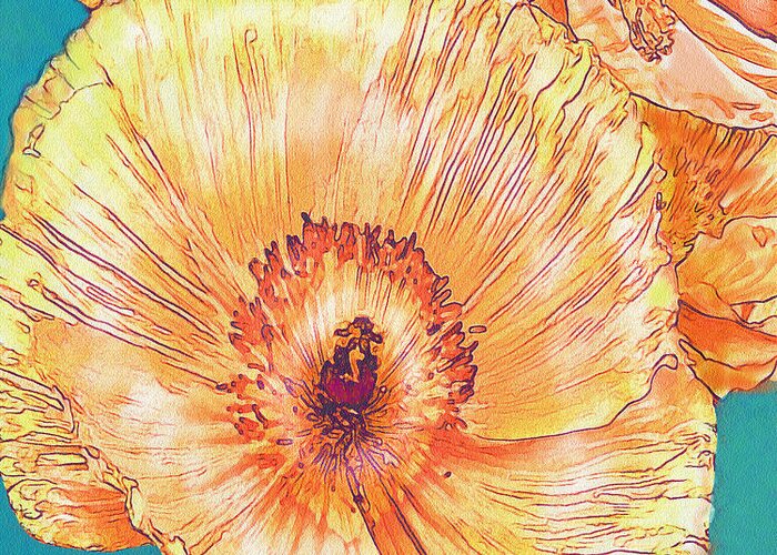 Poppy Greeting Card featuring the digital art Peach Poppies by Jane Schnetlage