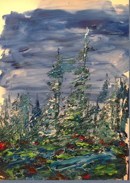 Impressionist Landscape Painting Greeting Card featuring the painting Peak of Pines 4 by Desmond Raymond