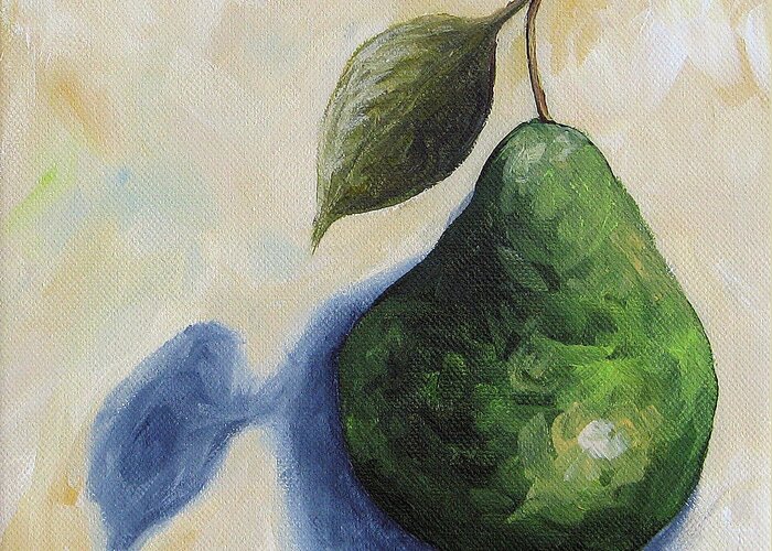 Pear Greeting Card featuring the painting Pear in the Spotlight by Torrie Smiley