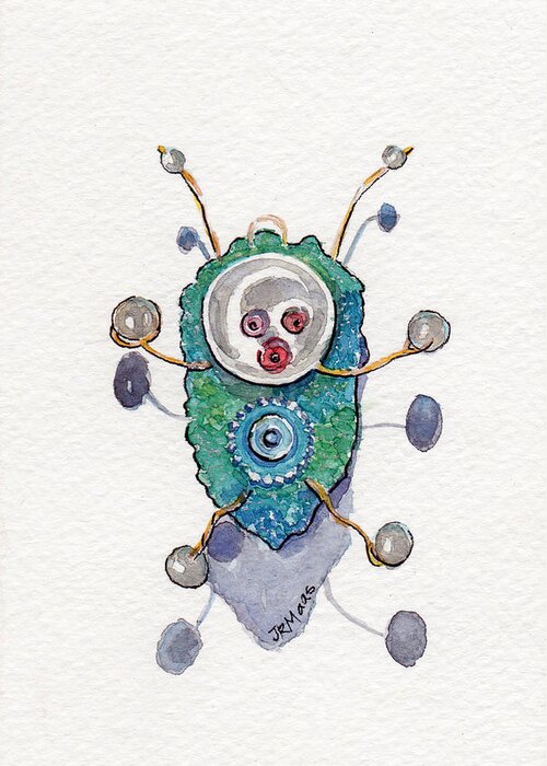 Pearl Faced Pin Greeting Card featuring the painting Pearl Faced by Julie Maas