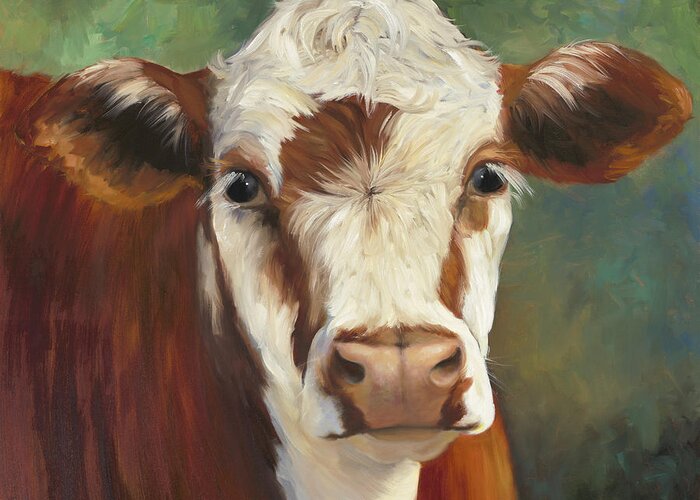 Cow Painting Greeting Card featuring the painting Pearl IV Cow Painting by Cheri Wollenberg