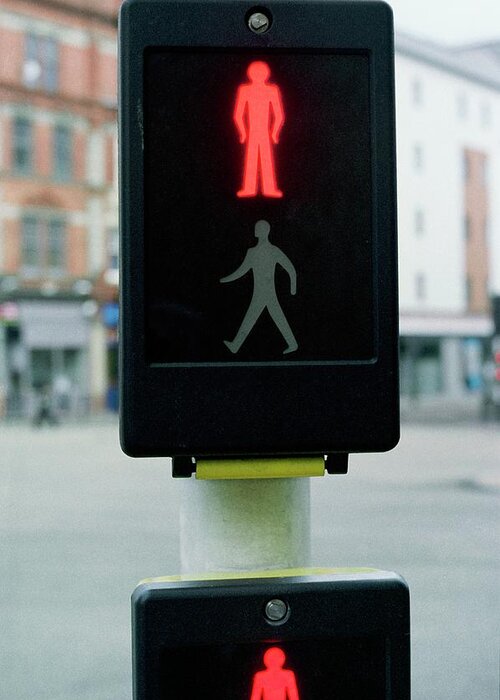 Europe Greeting Card featuring the photograph Pedestrian Crossing Control by Robert Brook/science Photo Library