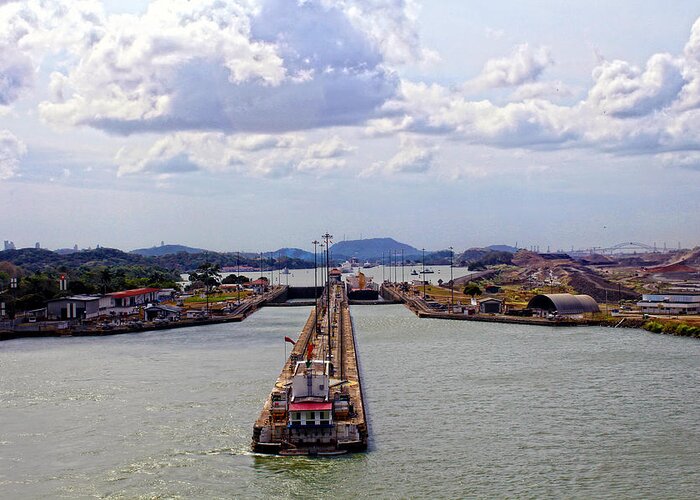 Pedro Miguel Locks Greeting Card featuring the photograph Pedro Miguel Lock 2 Panama Canal by Kurt Van Wagner