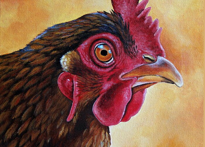 Chicken Greeting Card featuring the painting Peggy by Laura Carey