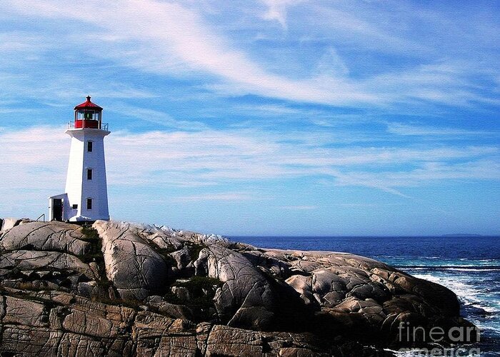 Peggy's Point Lighthouse Greeting Card featuring the photograph Peggys Point Lighthouse by Mel Steinhauer