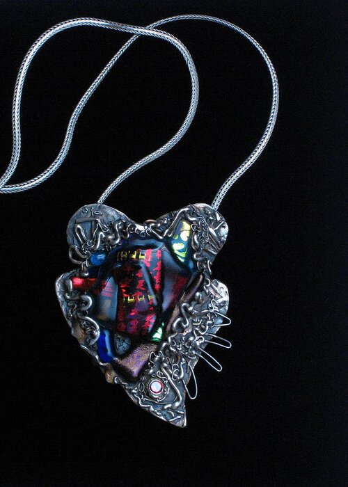 Jewelry Greeting Card featuring the glass art Pendant # 2 by Valentina Plishchina