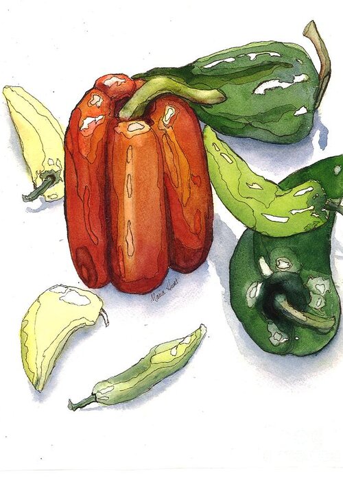 Vegetables Greeting Card featuring the painting Fajita Fiesta by Maria Hunt