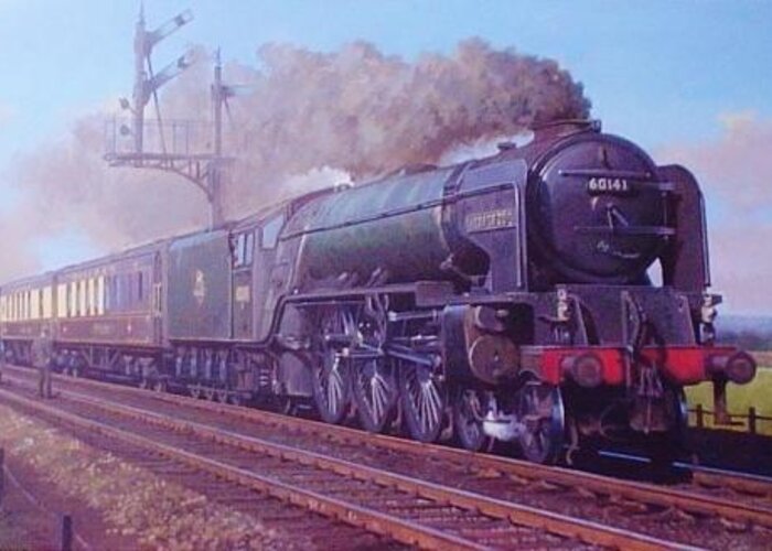 Train Greeting Card featuring the painting Peppercorn pacific. by Mike Jeffries