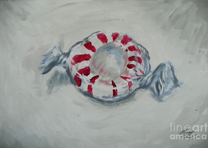 Marisela Mungia Greeting Card featuring the painting Peppermint by Marisela Mungia