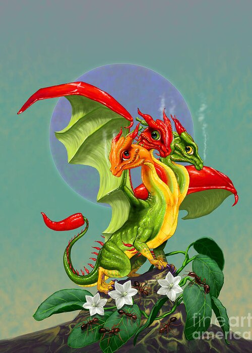 Dragon Greeting Card featuring the digital art Peppers Dragon by Stanley Morrison