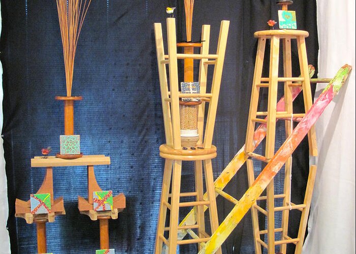 Chairs Greeting Card featuring the mixed media Perches by Steve Sommers