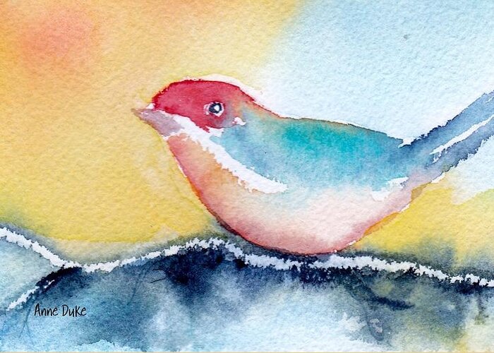 Birds Greeting Card featuring the painting Perching by Anne Duke