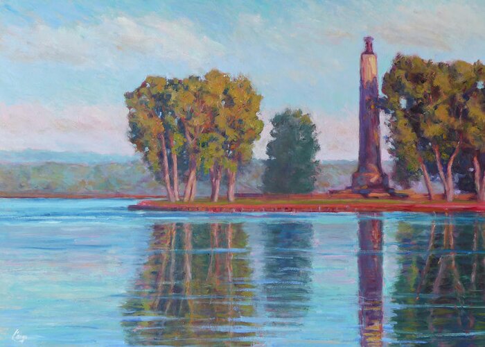 Perry Greeting Card featuring the painting Perry Monument by Michael Camp
