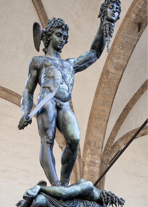 Aggression Greeting Card featuring the photograph Perseus By Cellini by Melany Sarafis
