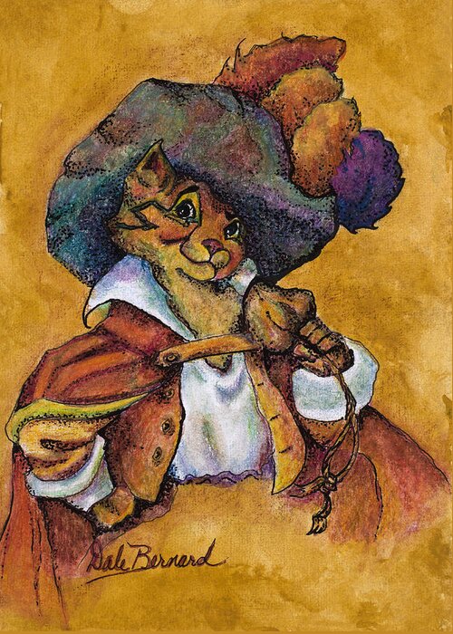 Puss Greeting Card featuring the painting Perspicacious Puss by Dale Bernard