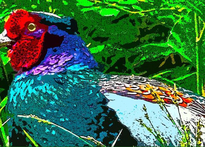 Photo Greeting Card featuring the digital art Pheasant DigiArtwork by Tim Ernst