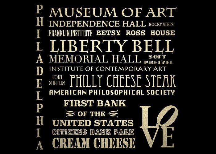 Philadelphia Greeting Card featuring the digital art Philadelphia Pennsylvania Famous Landmarks by Patricia Lintner