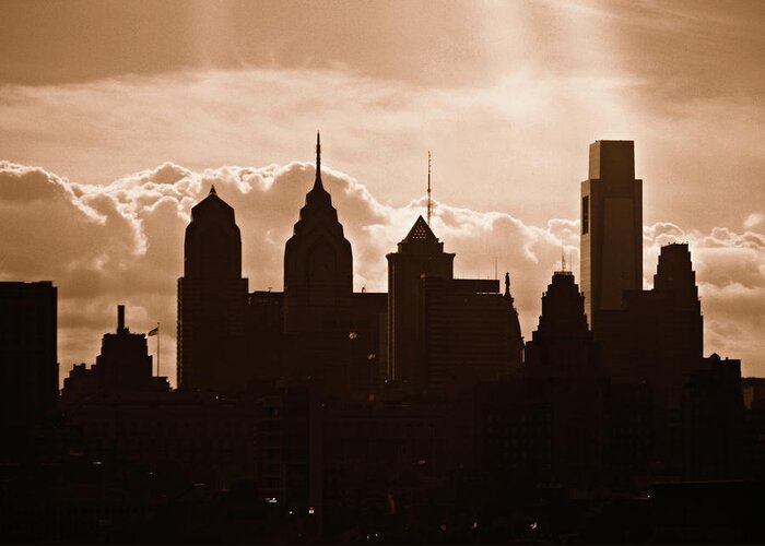 Skyline Greeting Card featuring the photograph Philly Skyline by Dark Whimsy