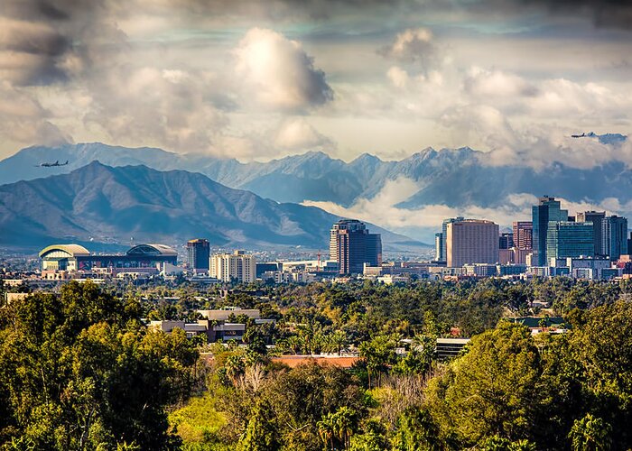 Fred Larson Greeting Card featuring the photograph Phoenix Downtown by Fred Larson