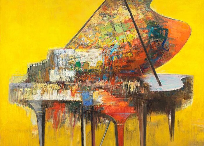 Piano.piano Greeting Card featuring the painting piano No.19 by Zheng Li