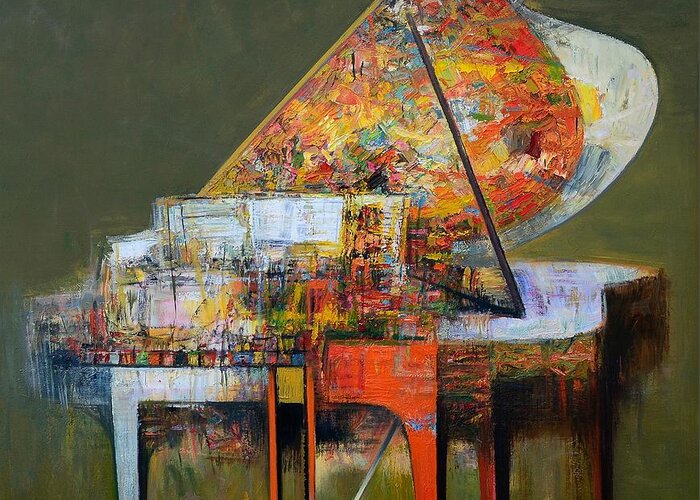 Piano Greeting Card featuring the painting piano No.20 by Zheng Li