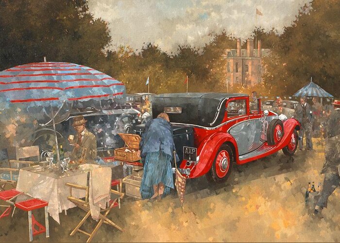 Northampton Greeting Card featuring the photograph Picnic At Althorp Oil On Canvas by Peter Miller