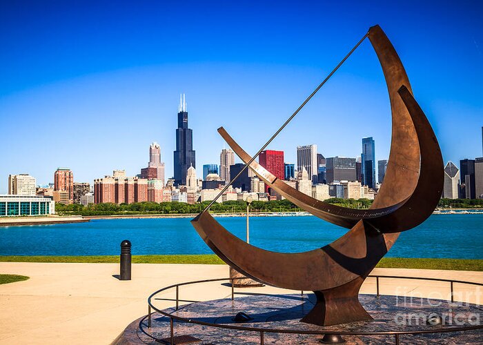 Adler Greeting Card featuring the photograph Picture of Chicago Adler Planetarium Sundial by Paul Velgos