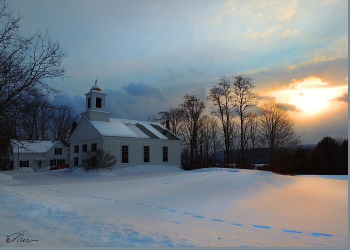 Church Greeting Card featuring the photograph Piermont Church in Winter Light by Nancy Griswold