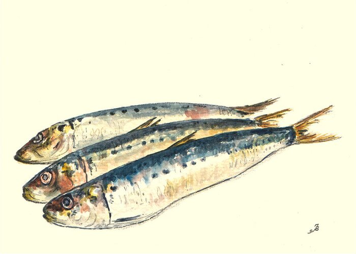 Pilchards Greeting Card featuring the painting Pilchards by Juan Bosco