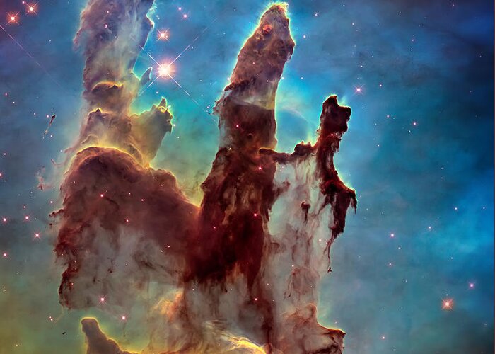 Pillars Of Creation Greeting Card featuring the photograph Pillars of Creation in High Definition Cropped by Jennifer Rondinelli Reilly - Fine Art Photography