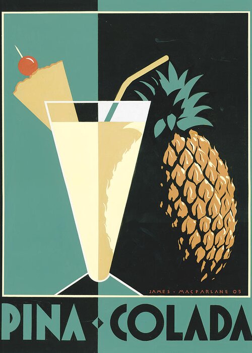 Alcohol Greeting Card featuring the painting Pina Colada by MGL Meiklejohn Graphics Licensing