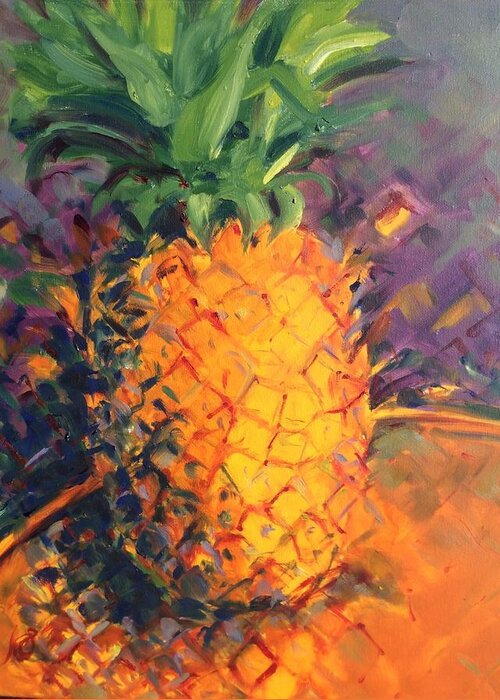 Impressionism Greeting Card featuring the painting Pineapple Explosion by Karen Carmean