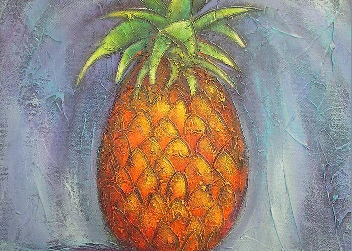 Pineapple Greeting Card featuring the painting Pineapple Fruit Painting by Chris Hobel