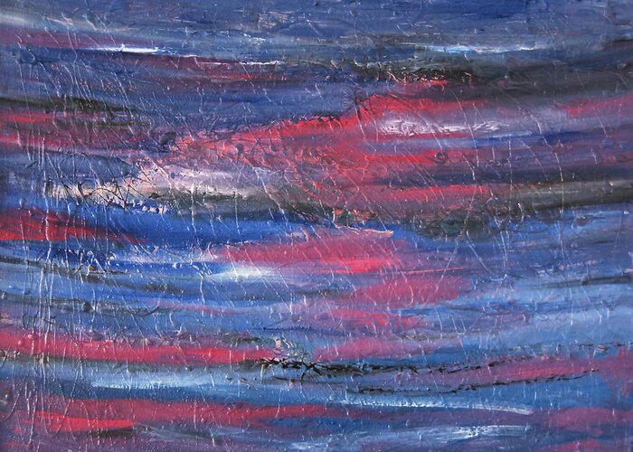Dream Greeting Card featuring the painting sold Pink and Blue Dreamscape Abstract oil painting by Renee Anderson