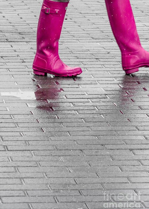 America Greeting Card featuring the digital art Pink Boots 2 by Susan Cole Kelly Impressions
