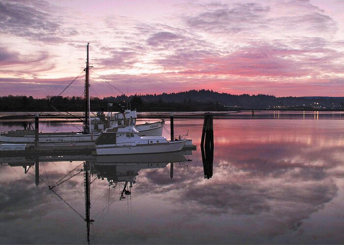 Coos Bay Greeting Card featuring the photograph Pink Dawn by Suzy Piatt