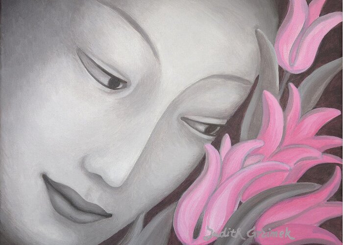 Pink Feeling Greeting Card featuring the painting Pink Feeling by Judith Grzimek