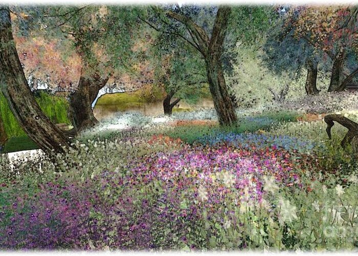 Pink Flowers Greeting Card featuring the digital art Pink garden by Susanne Baumann