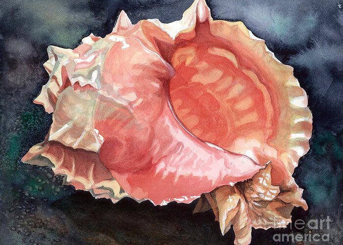 Shell Greeting Card featuring the painting Pink-mouthed Murex by Barbara Jewell