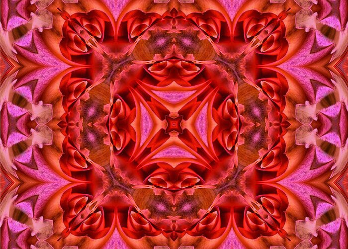Kaleidoscope Greeting Card featuring the digital art Pink Perfection No 3 by Charmaine Zoe
