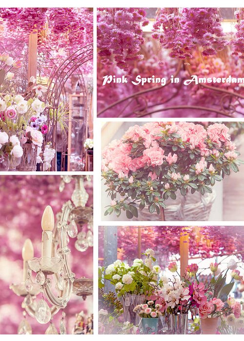 Flower Greeting Card featuring the photograph Pink Spring in Amsterdam. Flower Market by Jenny Rainbow