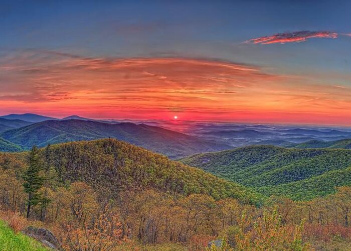 Metro Greeting Card featuring the photograph Pink Sunrise At Skyline Drive by Metro DC Photography