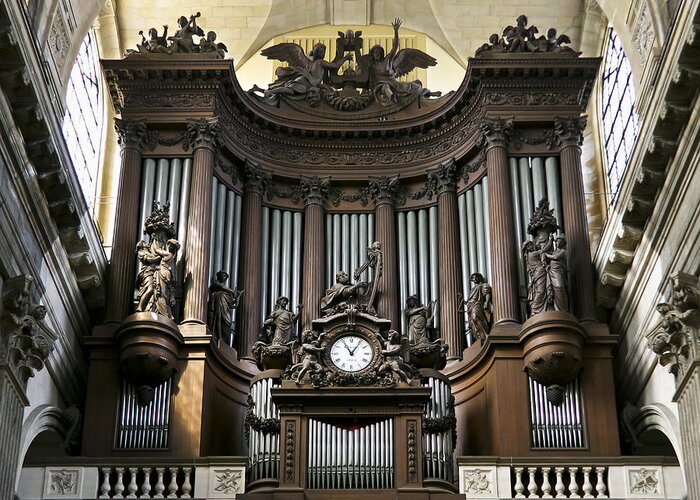 Pipe Organ Greeting Card featuring the photograph Pipe organ in St Sulpice by Jenny Setchell