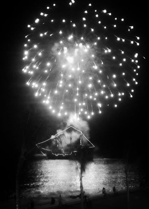 Pirates Greeting Card featuring the photograph Pirates and Fireworks by Natasha Marco
