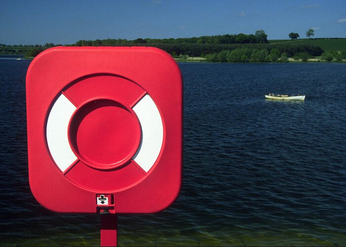 Lifebuoy Greeting Card featuring the photograph Pitsford Reservoir Lifebuoy by Gordon James