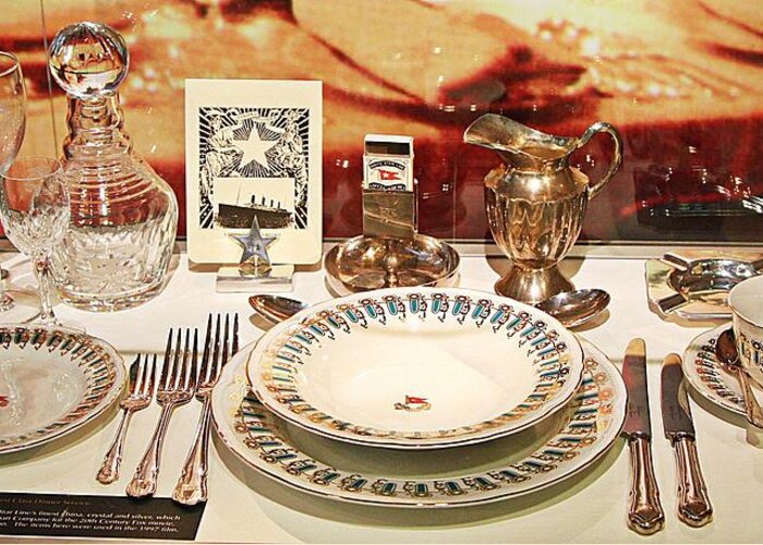 Place Setting Greeting Card featuring the digital art Place Setting found in the wreckage of the Titanic by Carrie OBrien Sibley