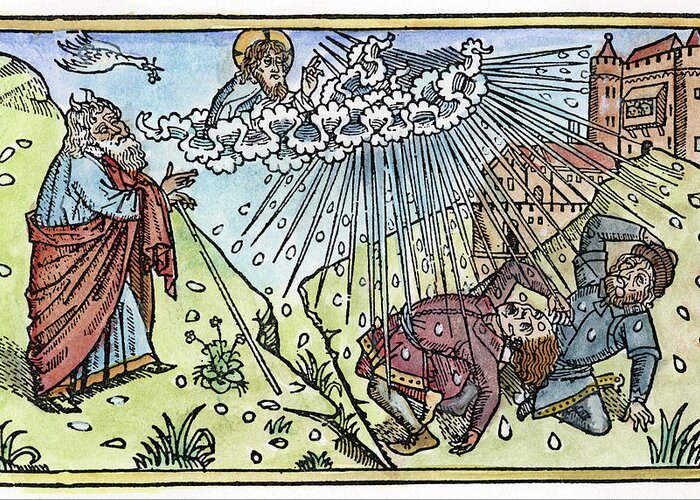 15th Century Greeting Card featuring the painting Plague Of Hail by Granger