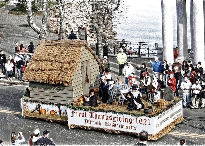  Float Greeting Card featuring the photograph Plimoth Passing Plymouth Rock by Constantine Gregory