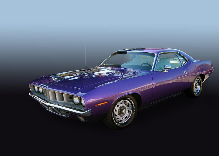 Plymouth Greeting Card featuring the photograph Plum Crazy Cuda by Bill Dutting